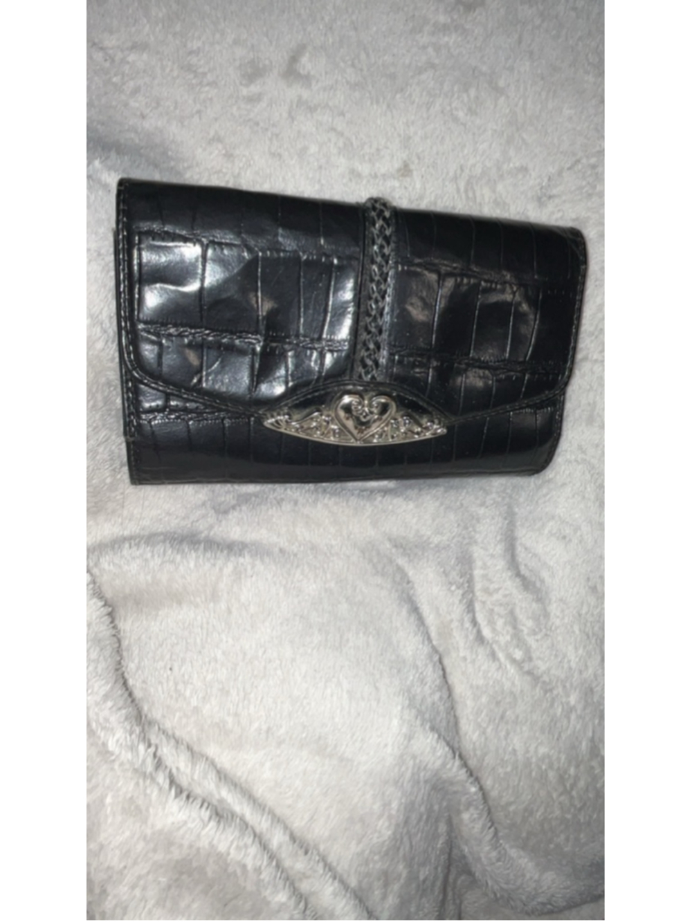 Women's Brighton Black Croc Embossed Wallet One Size